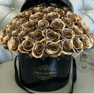 Caja con 100 Rosas Doradas