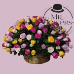 Canasta de 100 rosas Multicolor